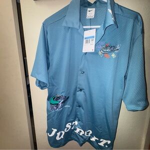 Nike Button-Up Mesh Short Sleeve Top Jersey Shirt Mens SZ M